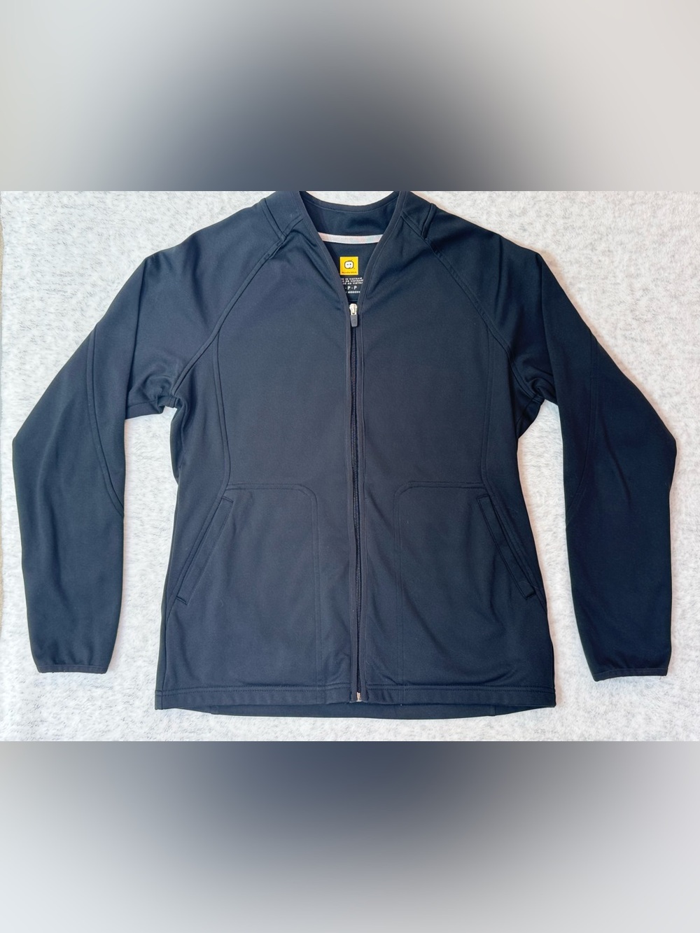 WonderWink Black Fleece Full Zip Scrub Jacket Women's Small Modern Fit 8209